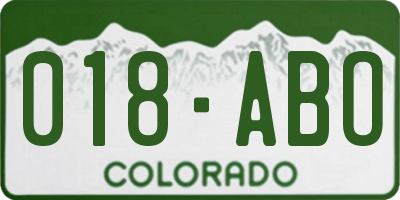 CO license plate 018ABO