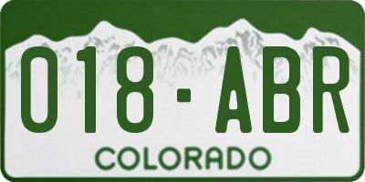 CO license plate 018ABR