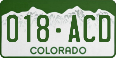CO license plate 018ACD