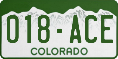CO license plate 018ACE