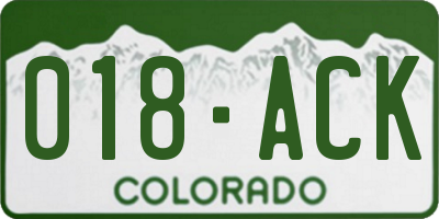 CO license plate 018ACK