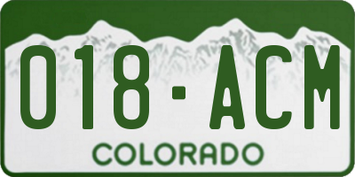 CO license plate 018ACM