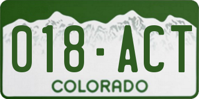 CO license plate 018ACT