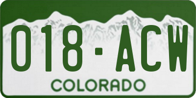 CO license plate 018ACW