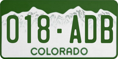 CO license plate 018ADB