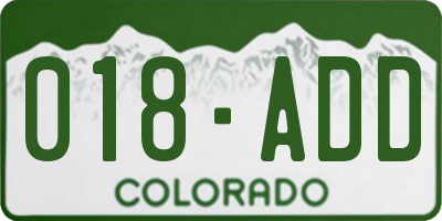 CO license plate 018ADD