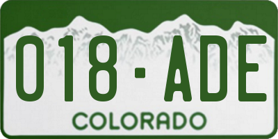 CO license plate 018ADE