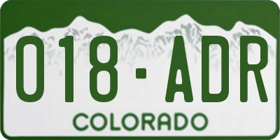 CO license plate 018ADR