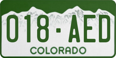 CO license plate 018AED