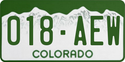 CO license plate 018AEW