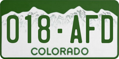 CO license plate 018AFD