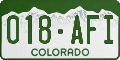 CO license plate 018AFI