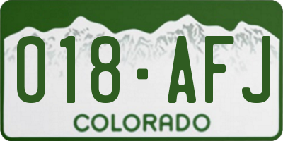 CO license plate 018AFJ