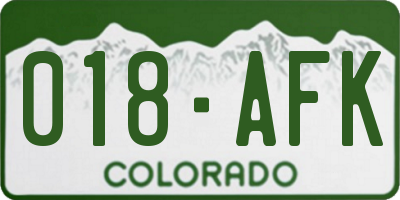 CO license plate 018AFK