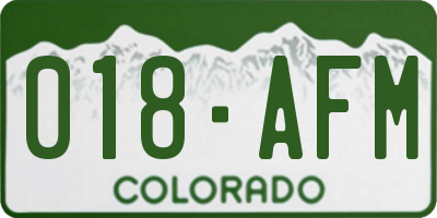 CO license plate 018AFM