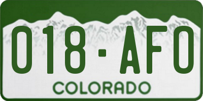 CO license plate 018AFO