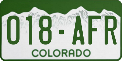 CO license plate 018AFR