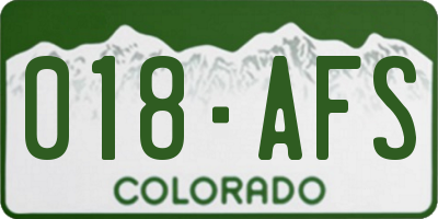 CO license plate 018AFS
