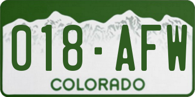 CO license plate 018AFW