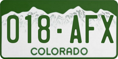 CO license plate 018AFX