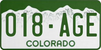 CO license plate 018AGE