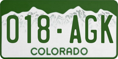 CO license plate 018AGK
