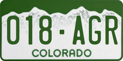 CO license plate 018AGR
