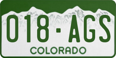 CO license plate 018AGS