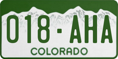 CO license plate 018AHA