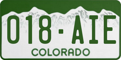 CO license plate 018AIE