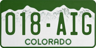 CO license plate 018AIG