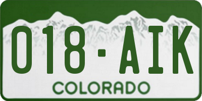CO license plate 018AIK