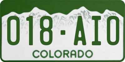 CO license plate 018AIO