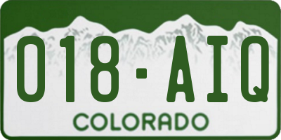 CO license plate 018AIQ