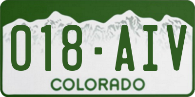 CO license plate 018AIV