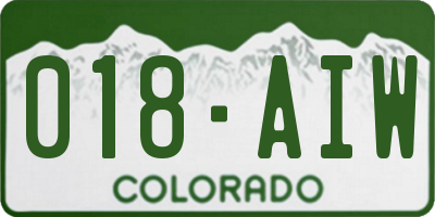 CO license plate 018AIW