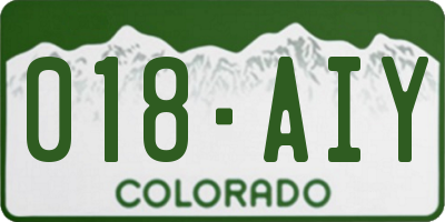 CO license plate 018AIY