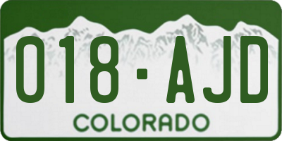 CO license plate 018AJD