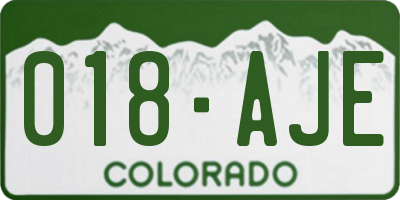 CO license plate 018AJE