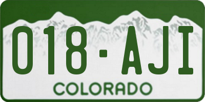 CO license plate 018AJI