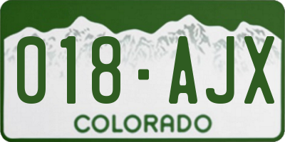 CO license plate 018AJX