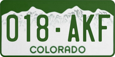 CO license plate 018AKF
