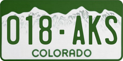 CO license plate 018AKS