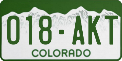 CO license plate 018AKT