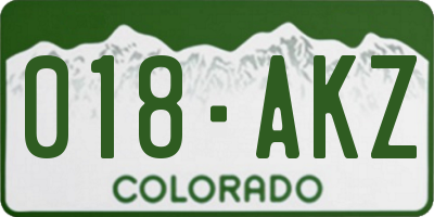 CO license plate 018AKZ