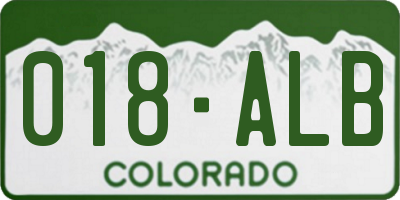 CO license plate 018ALB