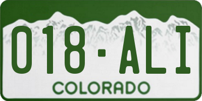 CO license plate 018ALI