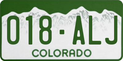 CO license plate 018ALJ