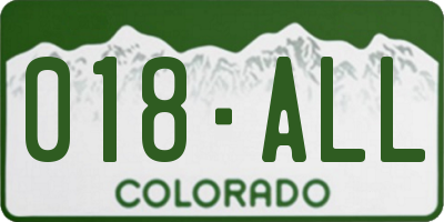 CO license plate 018ALL