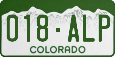CO license plate 018ALP